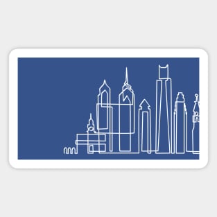 Philadelphia Skyline in One Line, Franklin Blue Magnet